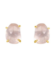 Blush Cloud Rose Quartz Stud Earrings by ZodiGlow, quartz pink rose earrings, main product view