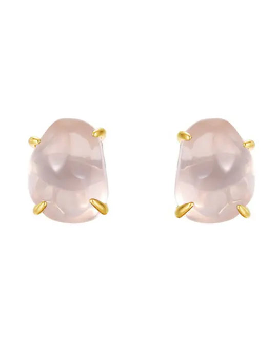 Blush Cloud Rose Quartz Stud Earrings by ZodiGlow, quartz pink rose earrings, main product view