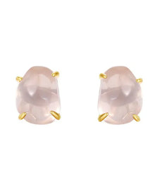 Blush Cloud Rose Quartz Stud Earrings by ZodiGlow, quartz pink rose earrings, main product view