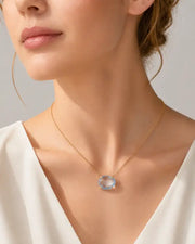 Celeste Blue Topaz Necklace by ZodiGlow, topaz blue gold necklace, detail view