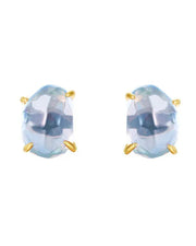 Celeste Blue Topaz Stud Earrings by ZodiGlow, topaz blue gold earrings, main product view