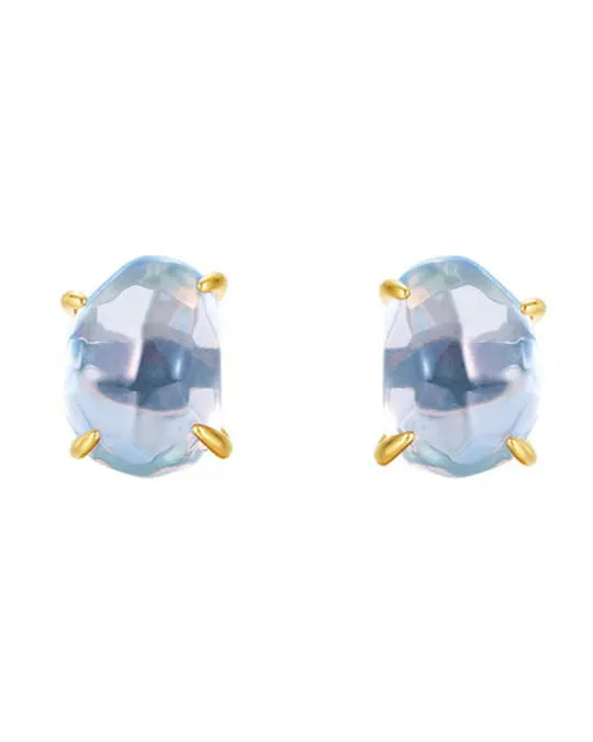 Celeste Blue Topaz Stud Earrings by ZodiGlow, topaz blue gold earrings, main product view