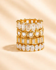 Channel-Set Baguette Gold Ring by ZodiGlow, gold delicate statement ring, product view