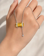 Citrine Sugar Drop Necklace by ZodiGlow, citrine delicate statement necklace, angle view