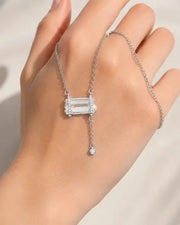 Clear Quartz Sugar Drop Necklace by ZodiGlow, quartz clear delicate necklace, angle view