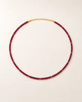 Created Ruby Beaded Choker Necklace by ZodiGlow, ruby gold red necklace, main product view