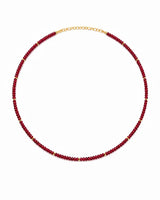 Created Ruby Beaded Choker Necklace by ZodiGlow, ruby gold red necklace, main product view