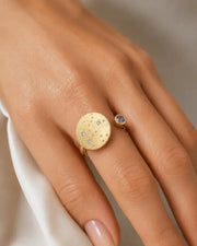 December Tanzanite Adjustable Birthstone Ring by ZodiGlow, blue gold silver ring, detail view