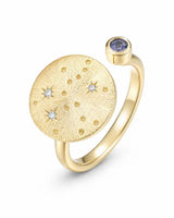 December Tanzanite Adjustable Birthstone Ring by ZodiGlow, blue gold silver ring, main product view