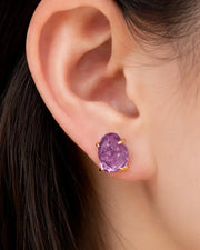 Violet Mirage Pink Amethyst Stud Earrings by ZodiGlow, amethyst pink gold earrings, detail view