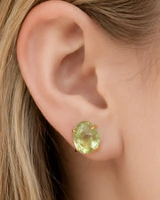 Lemonlight Quartz Stud Earrings by ZodiGlow, quartz gold white earrings, detail view