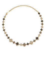 Midnight Bloom Crystal Clover Necklace