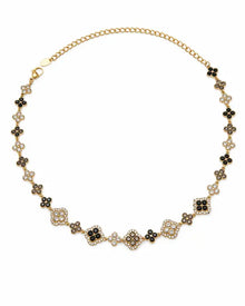 Midnight Bloom Crystal Clover Necklace