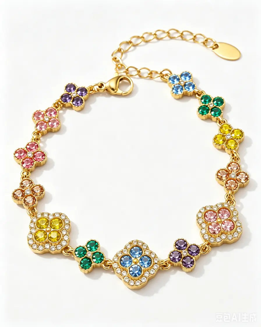 Lumi Rainbow Crystal Clover Bracelet