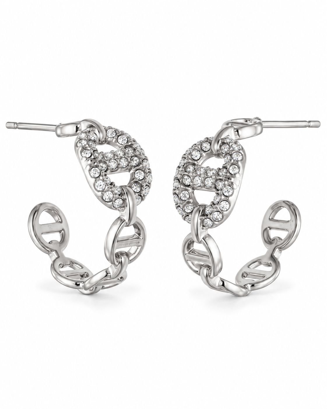 Crystal Chain Link Hoop Earrings