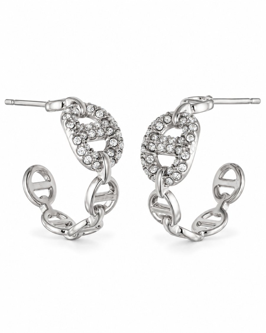 Crystal Chain Link Hoop Earrings
