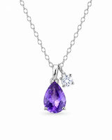 February Amethyst Birthstone Teardrop Necklace by ZodiGlow, amethyst purple birthstone necklace, main product view