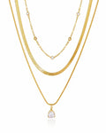 Golden Raindrop Layered Necklace by ZodiGlow, gold delicate necklace, main product view