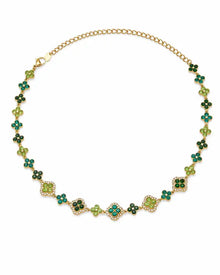 Emerald Bloom Crystal Clover Necklace