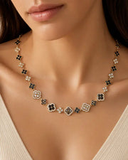Midnight Bloom Crystal Clover Necklace