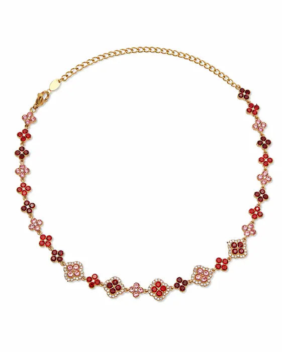 Ruby Bloom Crystal Clover Necklace