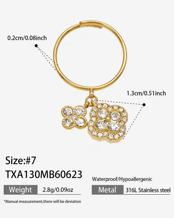 Aurelia Crystal Charm Ring - Gold
