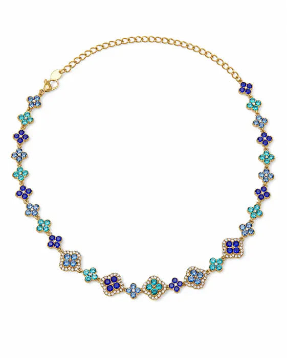 Ocean Bloom Crystal Clover Necklace