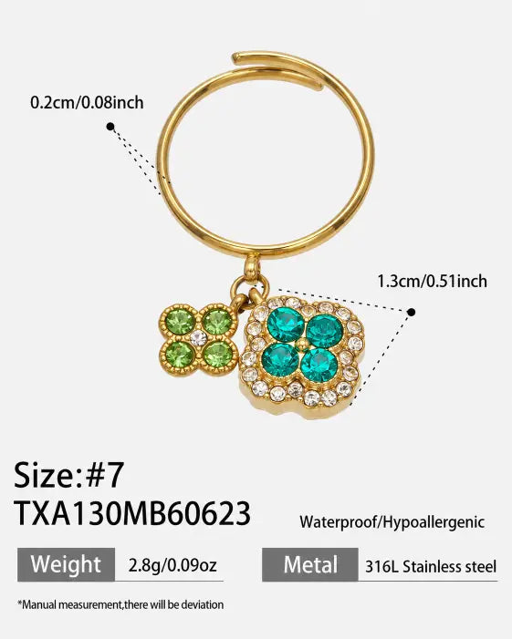 Azure Bloom Blue Crystal Charm Ring