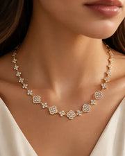Golden Bloom Crystal Clover Necklace