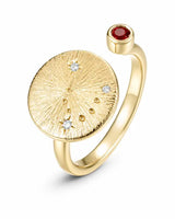 January Garnet Adjustable Birthstone Ring by ZodiGlow, garnet gold silver ring, main product view