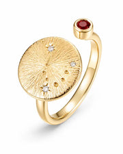 January Garnet Adjustable Birthstone Ring by ZodiGlow, garnet gold silver ring, main product view