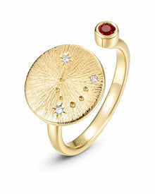 January Garnet Adjustable Birthstone Ring by ZodiGlow, garnet gold silver ring, main product view