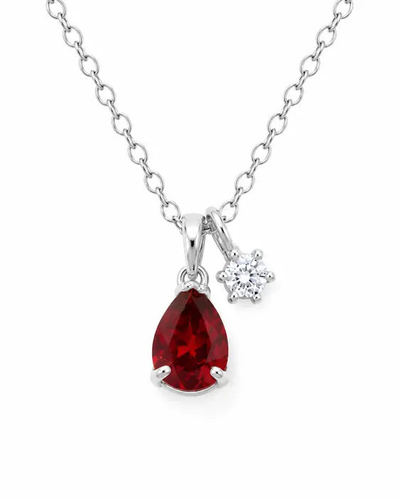 January Garnet Birthstone Teardrop Necklace