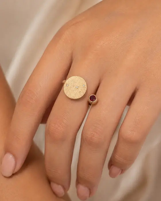 July Ruby Adjustable Birthstone Ring