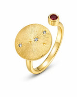 July Ruby Adjustable Birthstone Ring by ZodiGlow, ruby gold silver ring, main product view