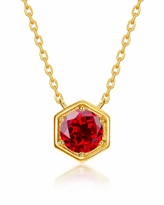 July Ruby Hexagon Necklace – Cancer Birthstone Jewelry