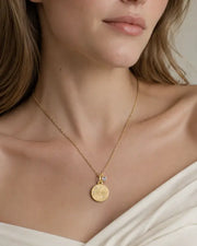 June Alexandrite Birthstone & Gemini Zodiac Necklace by ZodiGlow, gold birthstone necklace, detail view