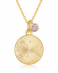 June Alexandrite Birthstone & Gemini Zodiac Necklace by ZodiGlow, gold birthstone necklace, main product view