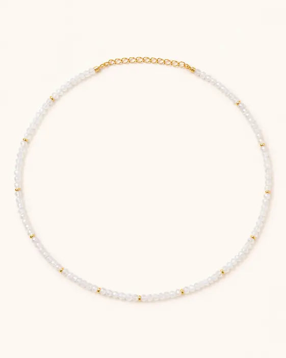 June Moonstone Beaded Choker Necklace by ZodiGlow, moonstone gold delicate necklace, main product view