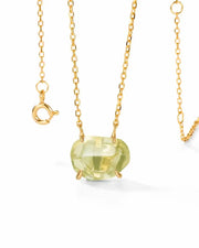 Lemonlight Quartz Necklace by ZodiGlow, quartz gold white necklace, angle view