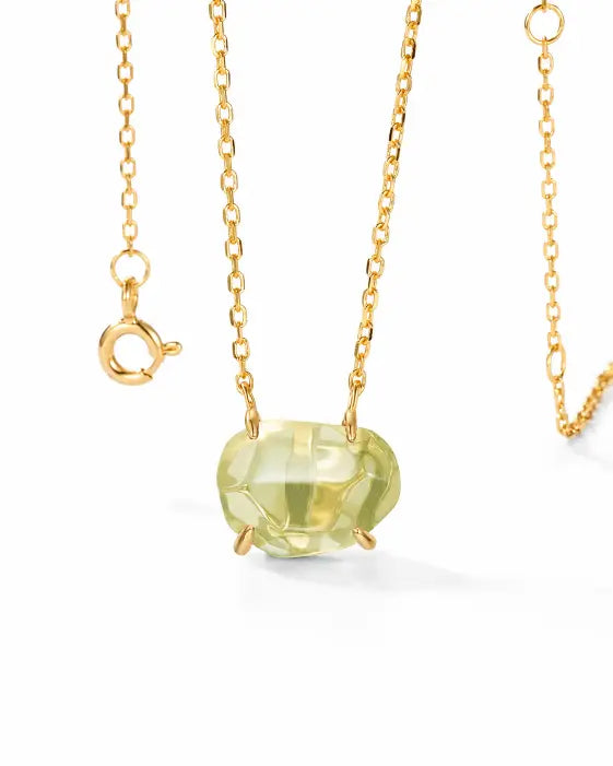 Lemonlight Quartz Necklace by ZodiGlow, quartz gold white necklace, angle view