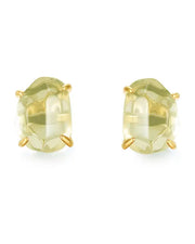 Lemonlight Quartz Stud Earrings by ZodiGlow, quartz gold white earrings, main product view