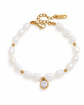 Liora Pearl Charm Bracelet by ZodiGlow, pearl gold adjustable bracelet, main product view