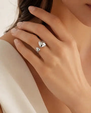 Luna Pebble Silver Open Ring by ZodiGlow, silver statement ring, detail view