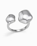 Luna Pebble Silver Open Ring by ZodiGlow, silver statement ring, main product view