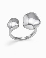 Luna Pebble Silver Open Ring by ZodiGlow, silver statement ring, main product view
