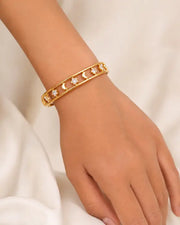 Luna Star Gold Cuff Bracelet by ZodiGlow, gold open cuff bracelet, detail view