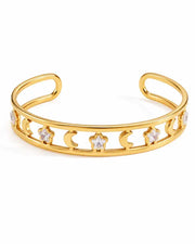 Luna Star Gold Cuff Bracelet by ZodiGlow, gold open cuff bracelet, main product view