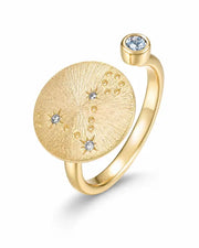 March Aquamarine Adjustable Birthstone Ring by ZodiGlow, aquamarine blue gold ring, main product view