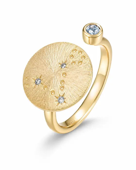 March Aquamarine Adjustable Birthstone Ring